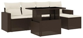 vidaXL 6 részes barna polyrattan kerti ülőgarnitúra párnával