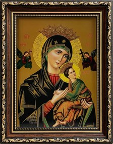 Vászonkép 31x26 Szűz Mária Szüntelen Segítség Díszített Keret