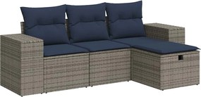 vidaXL 4 részes szürke polyrattan kerti ülőgarnitúra párnákkal