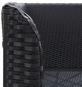 2 db fekete polyrattan kerti sarokkanapé