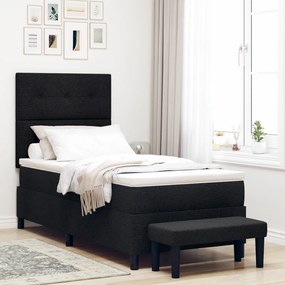 Box Spring Ágy Matraccal és Pad Fekete 90x190 cm Szövet