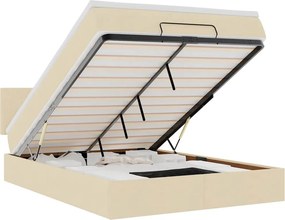vidaXL Ottomán ágy matraccal & LED-ek krém 140x190 cm szövet