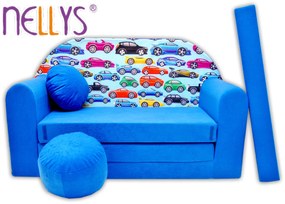 Kihúzható gyerek kanapé Nellys ® 64R - Kis cars kékben