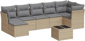 vidaXL 8 részes bézs polyrattan kerti ülőgarnitúra párnával