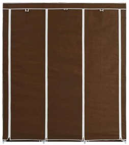 barna szövet ruhaszekrény rekeszekkel és rudakkal 150x45x175cm