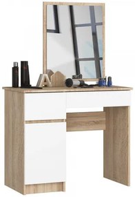 Fésülködő asztal tükörrel P-2/SL bal - sonoma tölgy/fehér