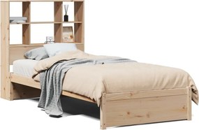 vidaXL tömör fenyőfa könyvespolcos ágy matrac nélkül 90 x 200 cm