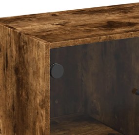 füstös tölgy színű kisszekrény üvegajtókkal 68 x 37 x 75,5 cm