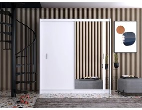 SABRINA gardróbszekrény tükörrel, 203x215 cm, fehér