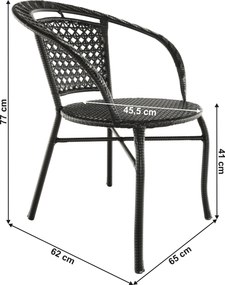 Kerti rattan szett 1+2, barna, LASAN