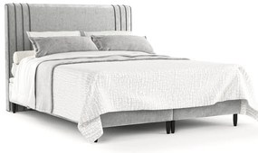 Szürke kárpitozott ágyneműtartós franciaágy 160x200 cm Musca – Maison de Rêve