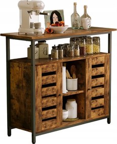 Tálalószekrény Oldalsó Szekrény Nyitott Polcokkal Komód Barna Konyha Retro Loft