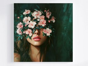 Vászonkép Canvas Portré Figura Nő Lány Virágok 80x80