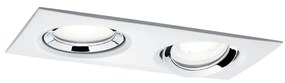 Paulmann 93676 Nova Plus fürdőszobai beépíthető lámpa, négyzet, dupla, billenthető, fényerőszabályozható, króm, 4000K természetes fehér, 1x 2x GU10 foglalat, 470 lm, IP65