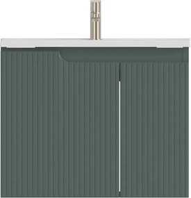 Piramida EURIDIKA fali fürdőszobabútor - műmárvány mosdóval -2 ajtós - PINO ZÖLD - 65 x 48 x 53 cm