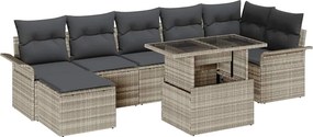 vidaXL Kerti Kanapé Szett párnával 8 pcs Világosszürke Poli rattan