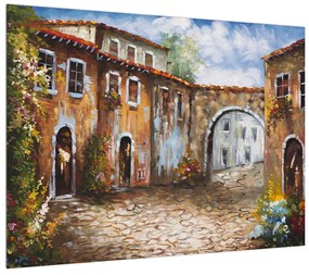 Medditerán utca festmény képe (70x50 cm)