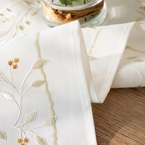 Zöld Dallam Futópad hímzéssel, 38x140cm, 001 fehér