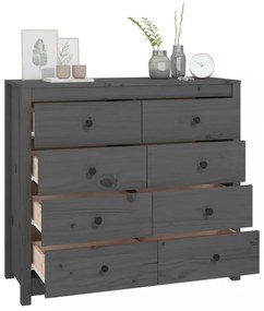 szürke tömör fenyőfa kisszekrény 100 x 40 x 90 cm
