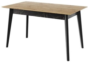 Asztal Fresno AJ108Artisan tölgy, Fekete, Szürke márvány, 80x85x145cm, Hosszabbíthatóság, Laminált forgácslap, Laminált forgácslap