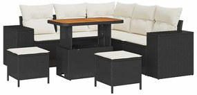 vidaXL Kerti Kanapé Szett párnával 8 pcs Fekete polirattan