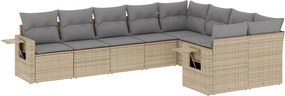 vidaXL 9 részes bézs polyrattan kerti ülőgarnitúra párnákkal