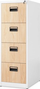 Fém irattároló szekrény 4 fiókkal, fehér/sonoma tölgy, 460x1320x620 mm: SARA Eco Design