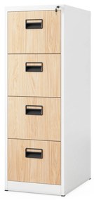 Fém irattartó szekrény, 4 fiókos SARA V4, 460 x 1320 x 620 mm, Eco Design: fehér/ sonoma tölgy