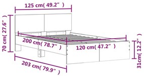 füstös tölgy színű ágykeret fejtámlával 120 x 200 cm