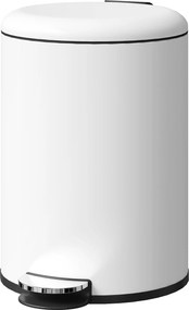 HOMCOM 20 L-es Pedálos Kukás, Lassan Záródó Fedéllel, Belső Vödörrel, Nappalira, Irodába, Fém, Tejfehér, 36 x 30 x 44.5 cm | Aosom