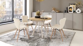 MAZZONI EXPORT ALTEA Crème (tissu Monza 90)/pieds en chêne naturel - CHAISE MODERNE BOUCLÉ POUR SALON/SALLE À MANGER/CUISINE/BUREAU