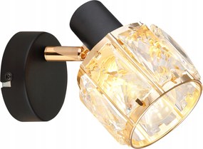 Dubai mennyezeti lámpa fali lámpa fekete 1x40W E14 lámpabúra rózsaszín arany kristály tran