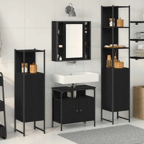 Fürdőszoba bútor szett polcokkal 4 pcs Fekete tölgy Faanyag