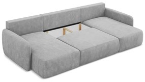 Világosszürke zsenília kinyitható-tárolóhelyes sarokkanapé (U alakú) Lilo – Makamii