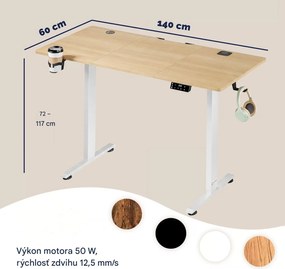 Deuba Magasságban állítható asztal 140x60x117 cm - bézs