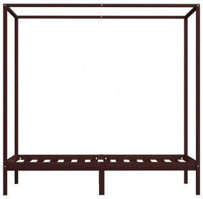 sötétbarna tömör fenyőfa baldachinos ágykeret 100 x 200 cm