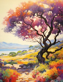 Poszter 50x65cm Színes Alkonyat a völgy felett