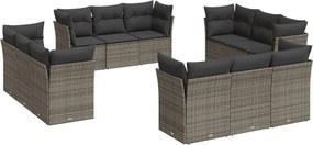 vidaXL 12 részes szürke polyrattan kerti ülőgarnitúra párnákkal