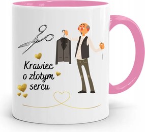 Rózsaszín Bögre Arany Szívű Szabónak, fényképes nyomattal