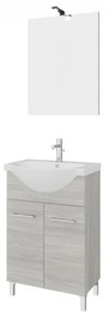 Rubino 55cm-es két ajtós fürdőszobaszekrény szürke tölgy + mosdó