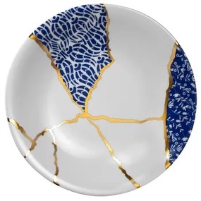 28 darabos porcelán étkészlet – fehér/arany/kék