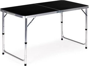 Kerti asztal, MultiGarden GMFC-FY12060, fekete, 120 x 60 cm, összecsukható, állítható magasság (60–70 cm), hordfogantyúval, teherbírás: 50 kg