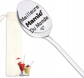Rozsdamentes acél kanál nagyinak „Meilleure Mamie” Ajándék