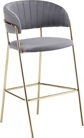 Design bárszék, szürkésbarna Velvet szövet/gold króm arany, DASMIN TYP 2
