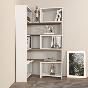 könyvespolc Poyraz - White, Walnut