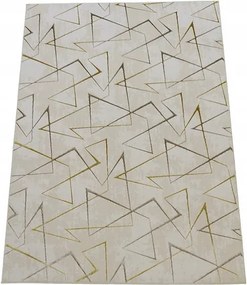 Szőnyeg 140x190 Bézs Arany Geometrikus Modern Hálószoba Nappali