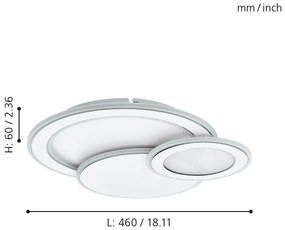 Eglo MENTALURGIA 99397 mennyezetlámpa, 50W LED, 2700K-4000K-6500K, 5000 lm