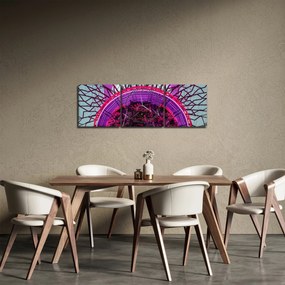 Absztrakt kép - lila ágak (órával) (90x30 cm)