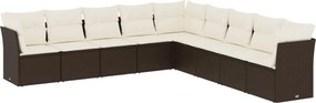 vidaXL 9 részes barna polyrattan kerti ülőgarnitúra párnákkal