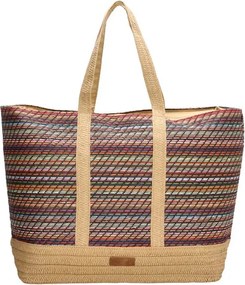 Bézs-fekete nagy mintás strandtáska „Jelly”